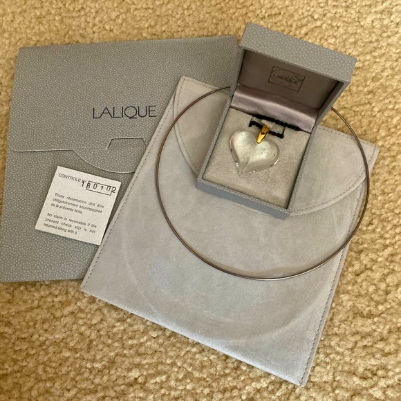 Lalique Crystal heart with cord and choker - Picture 1 of 8